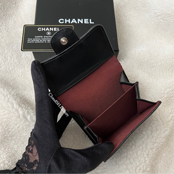 Auth Chanel Classic Quilted Twin Face Flap Compact Wallet - Rare - Picture 8 of 16